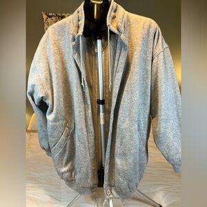 Vintage 90s Westside Collection Gray Button Hoodie Cardigan Jacket Lined USA  M